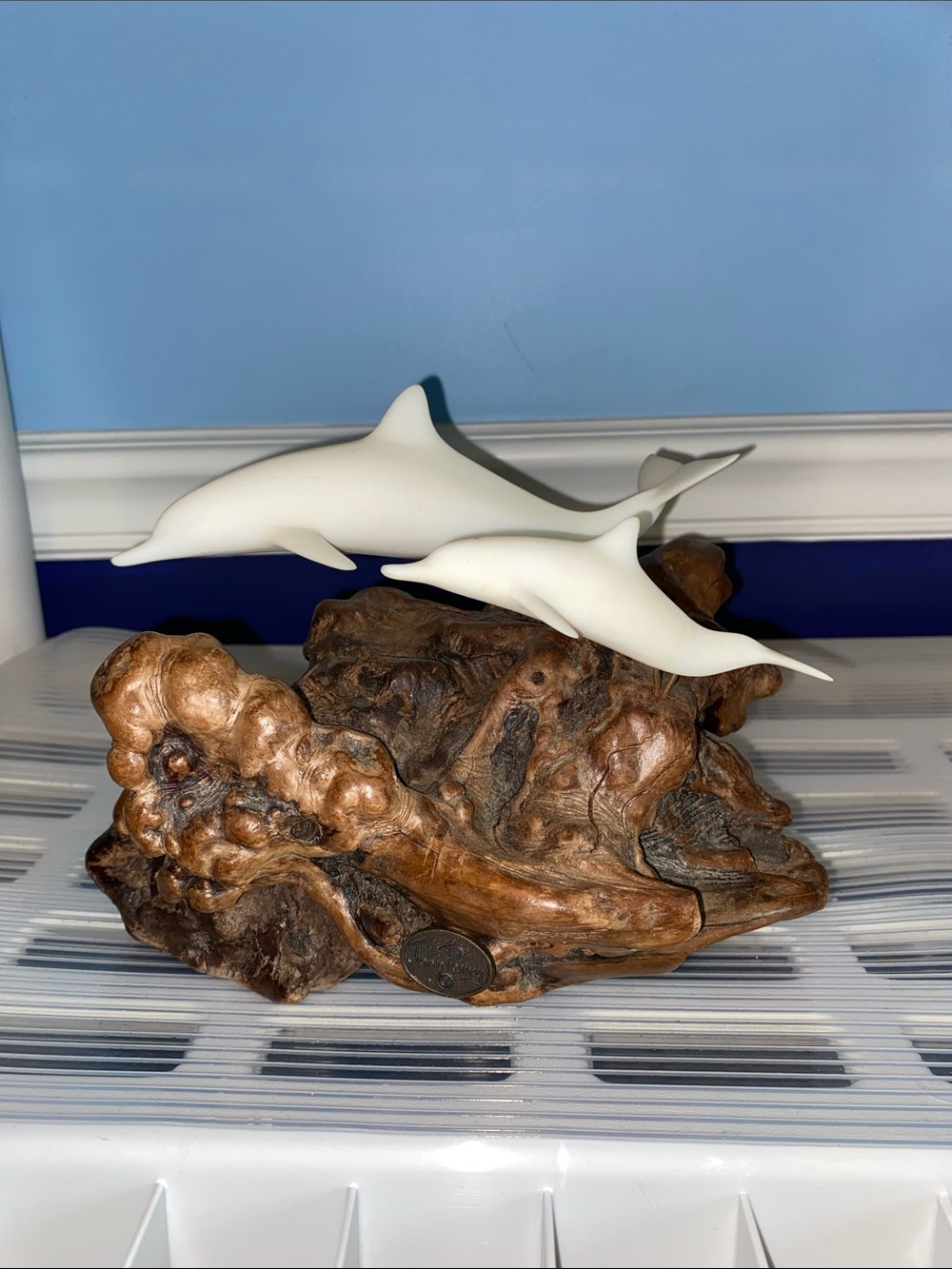 Vintage John Perry Studios double dolphin sculpture